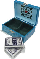 Caixa Porta Baralho OCEAN DRIVE de Madeira MDF Artesanal, Azul Turquesa, 2 Compartimentos,