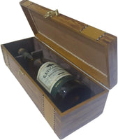 Caixa para Garrafa de Vinho, Decorativa de MDF estilo Madeira Rustica com Fecho Metálico, Estilo Vintage, Marrom