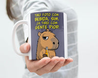 Caneca de Cerâmica com Design Engraçado de Capivara, (Tiro Foto com Bebida...), 325ml