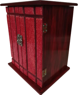 Porta-Joias de Madeira MDF, Vermelho Escuro, Design Artesanal com Gavetas, Dobradiças Metálicas.