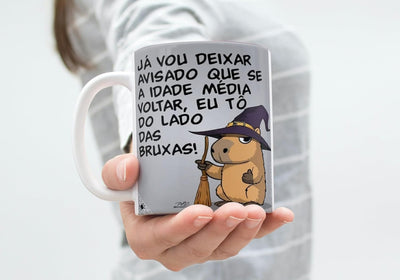 Caneca Engraçada com Capivara Bruxa, Xícara de Cerâmica com Frase Divertida (Já vou Deixar Avisado...)
