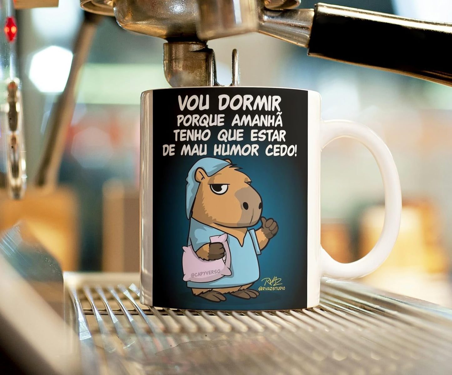 Caneca com Frase Humorística, Vou Dormir, Capivara Desenho, Decorativa