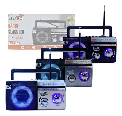 Rádio Retro Bluetooth 5.3 Led Rgb Antena Am/fm Eletromex El-